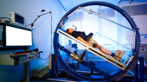 Researcher tests investigative device at the German Aerospace Centre in Cologne.